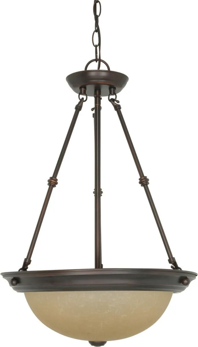 Nuvo Lighting 60-3112 Signature Collection Three Light Energy Star Efficient G24 Hanging Pendant Chandelier in Mahogany Bronze Finish