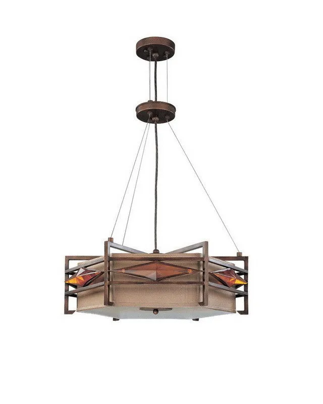 Nuvo Lighting 60-3875 Gable Collection Three Light Energy Star Efficient Fluorescent GU24 Pendant Chandelier in Gramercy Bronze Finish