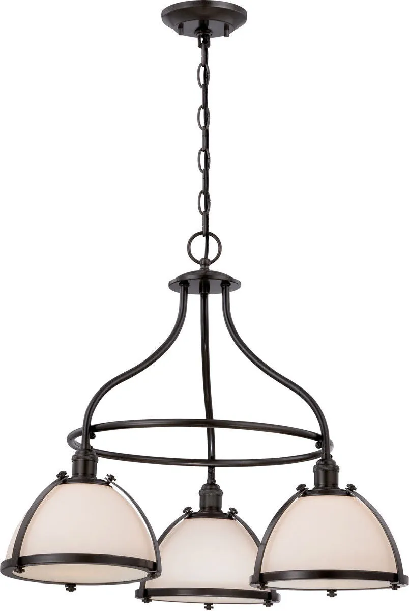 Nuvo Lighting 60-5533 Sagamore Collection Three Light Hanging Pendant Chandelier in Aged Bronze Finish