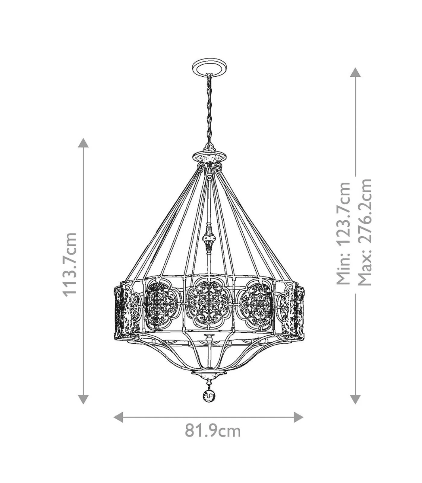Ornamental Bronze 4 Light Chandelier
