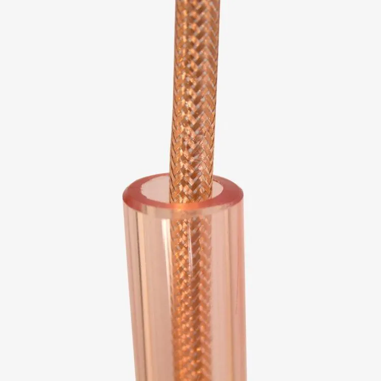 Pink Glass & Copper Flower Ceiling Pendant