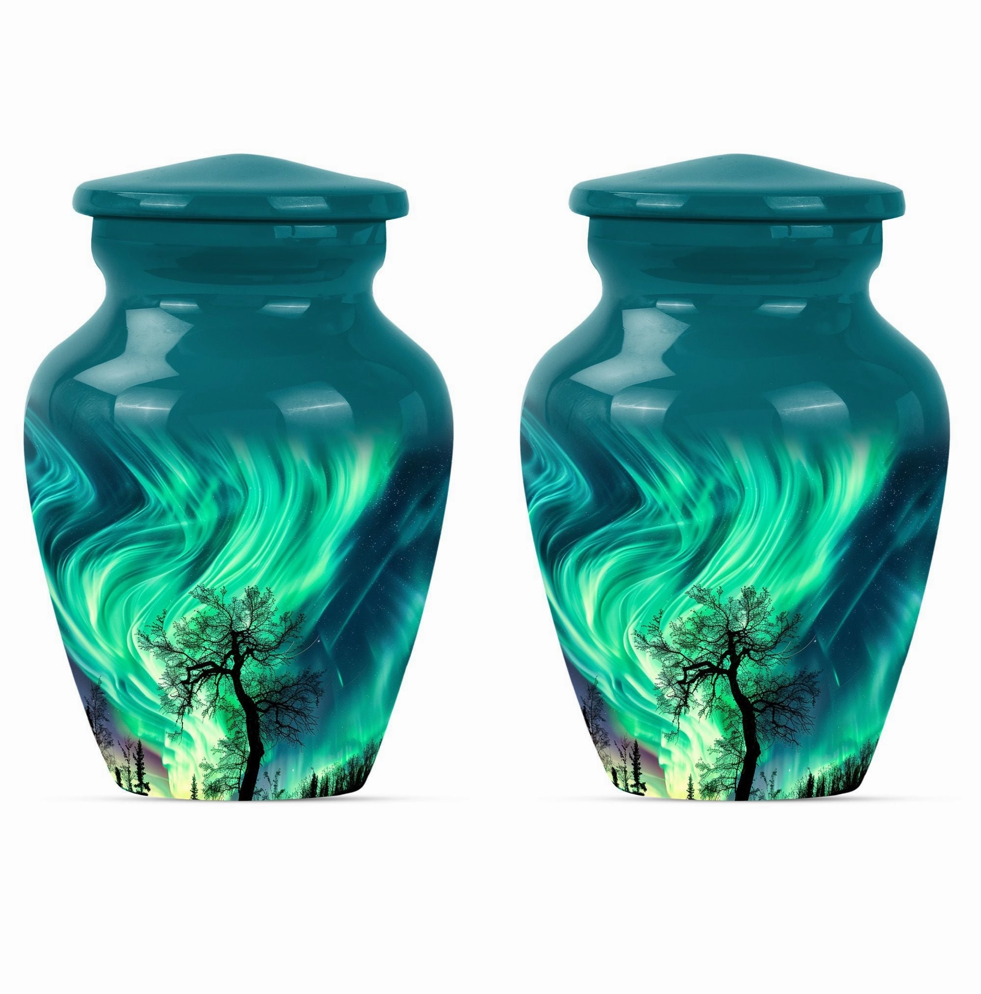 Polar Eternity: Northern Lights Inspired Large Memorial Urn