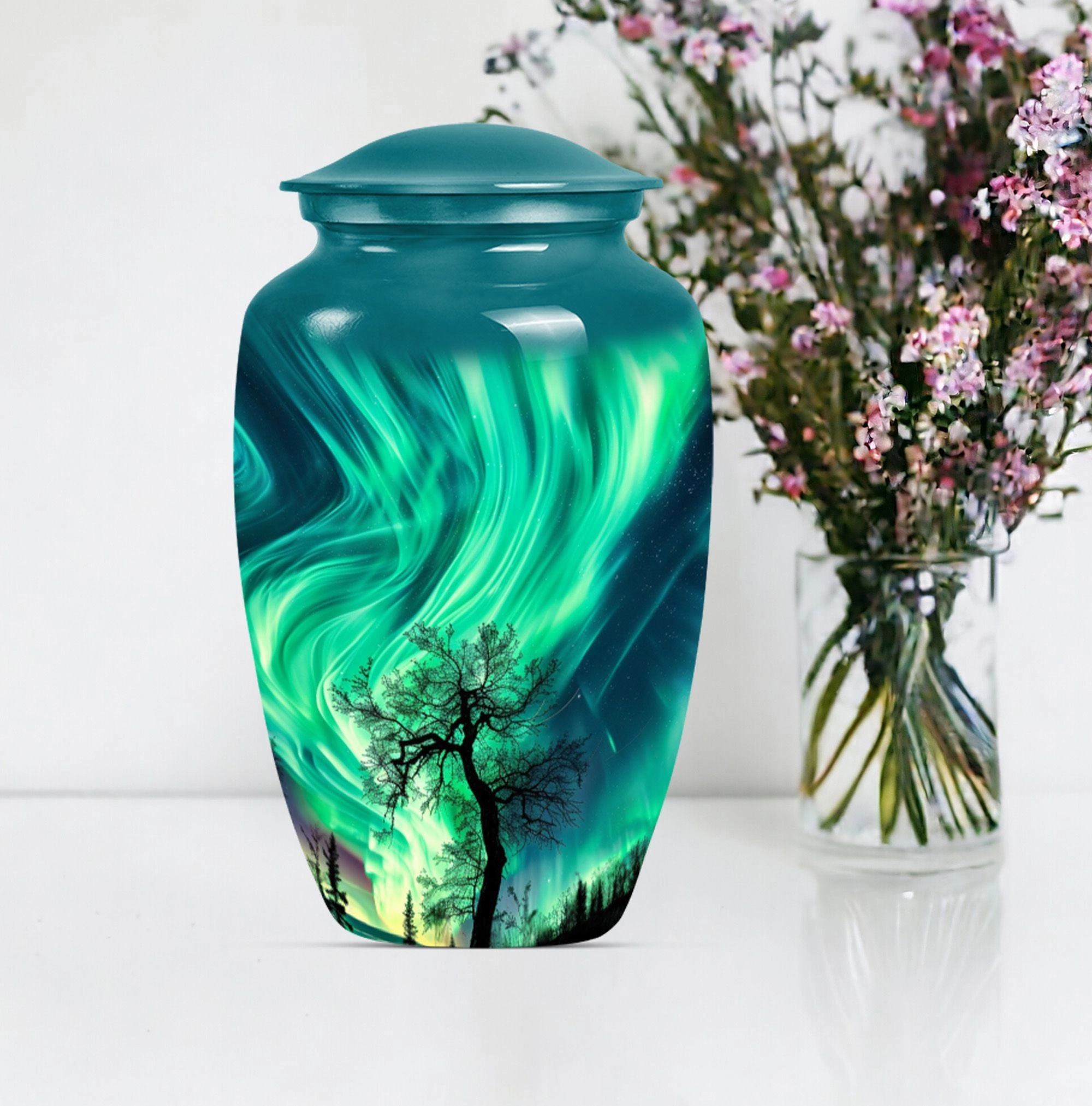 Polar Eternity: Northern Lights Inspired Large Memorial Urn