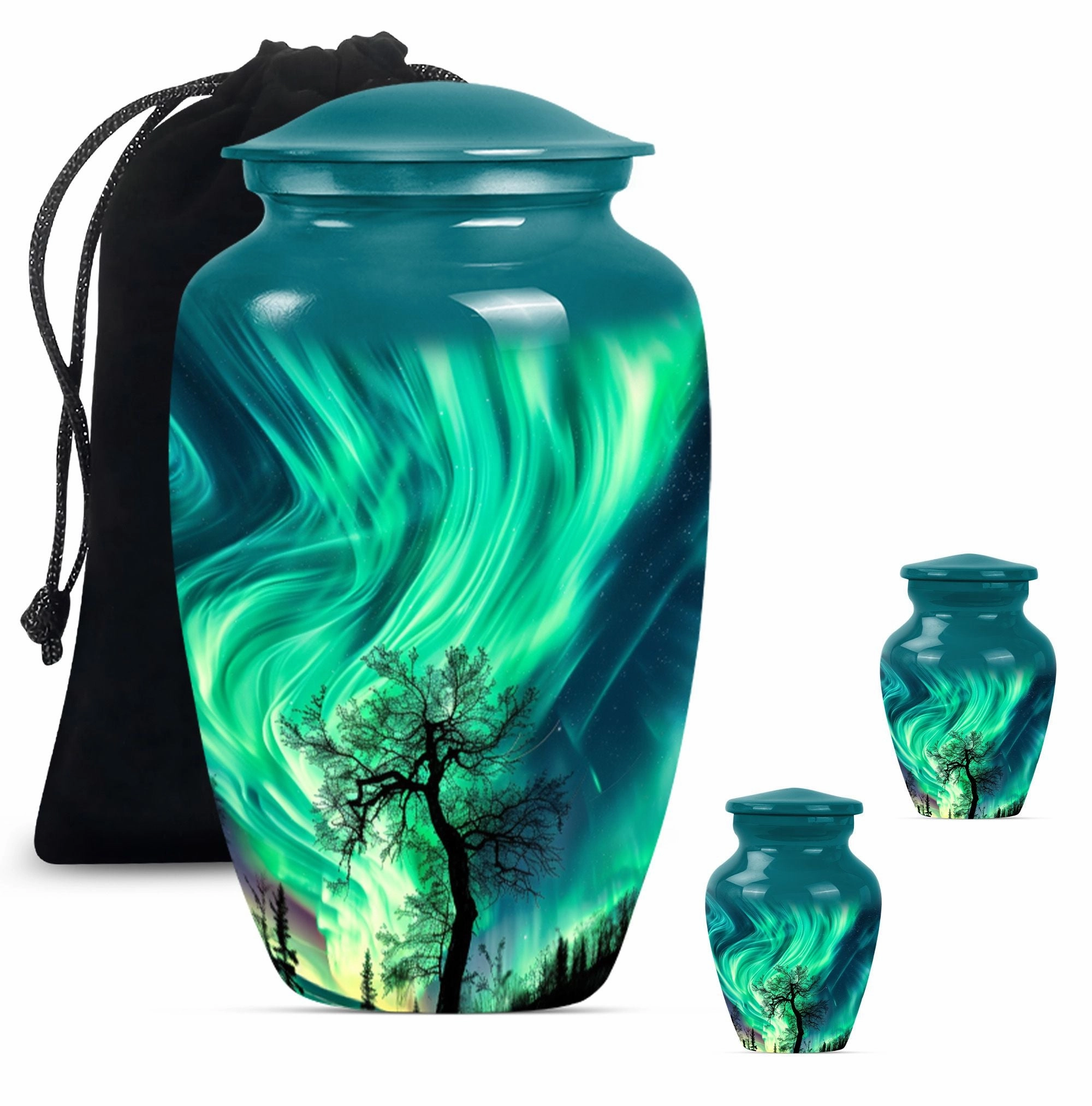 Polar Eternity: Northern Lights Inspired Large Memorial Urn