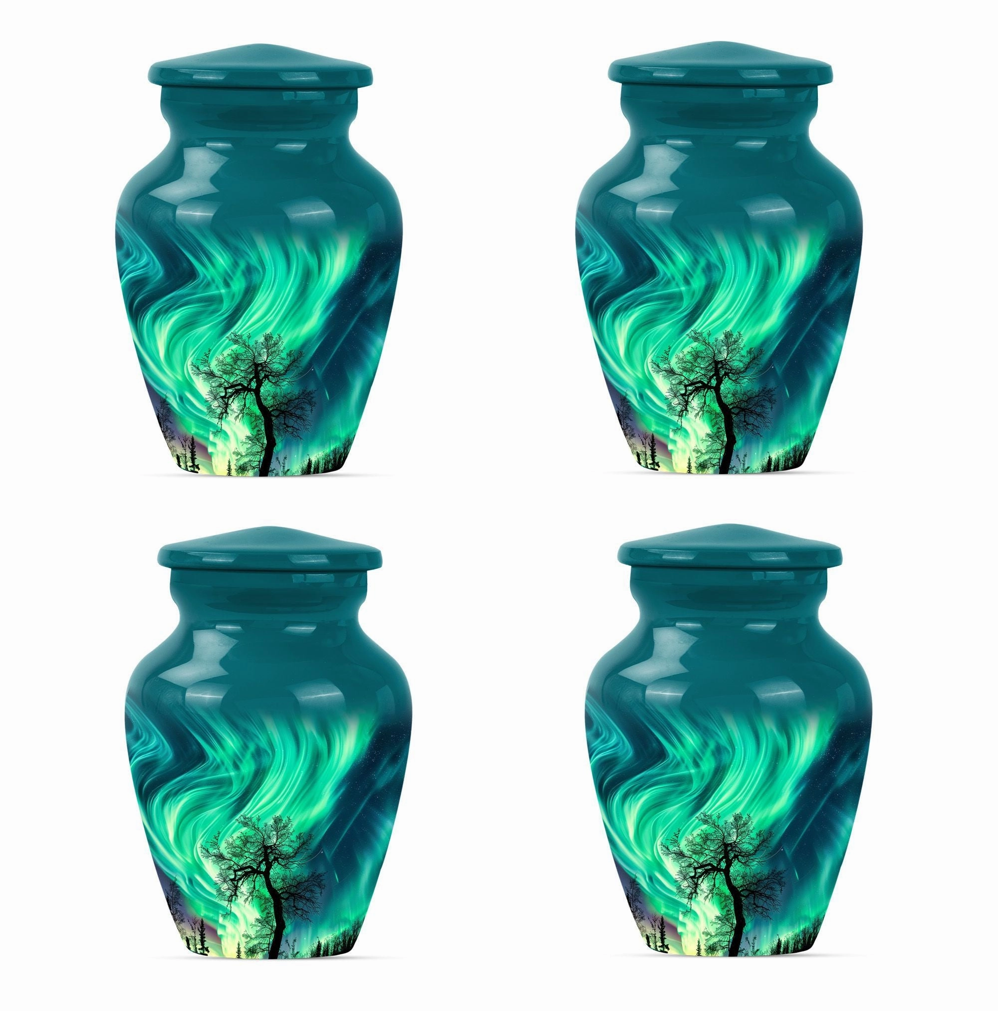 Polar Eternity: Northern Lights Inspired Large Memorial Urn