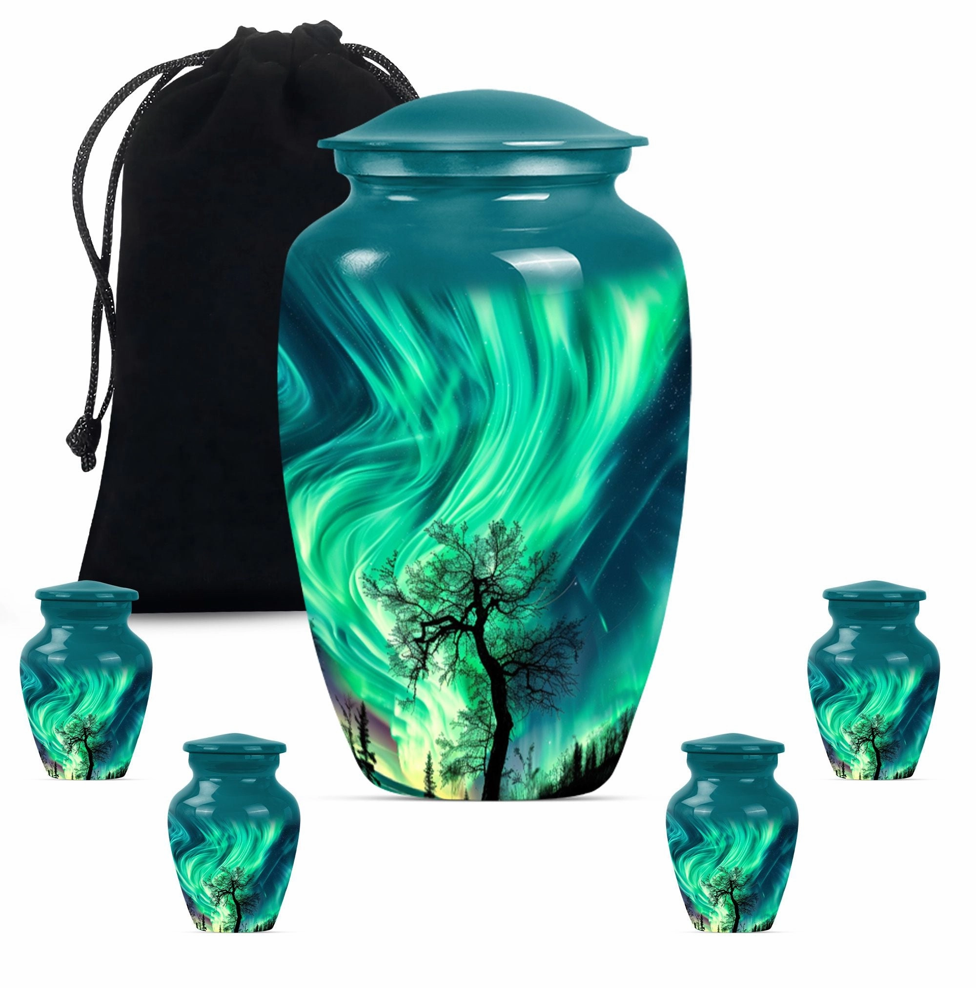 Polar Eternity: Northern Lights Inspired Large Memorial Urn