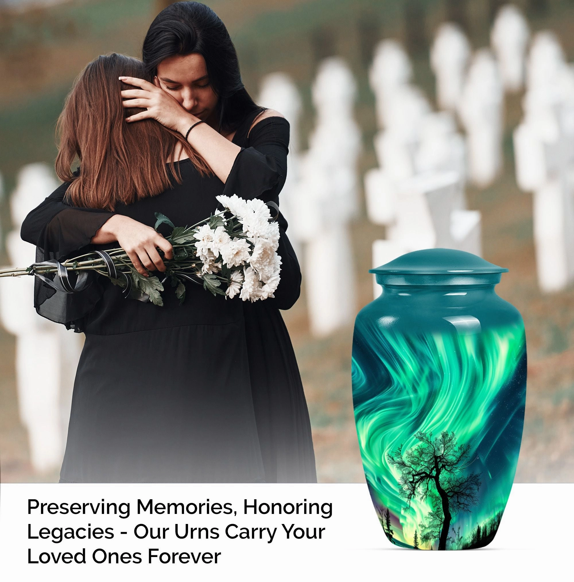Polar Eternity: Northern Lights Inspired Large Memorial Urn