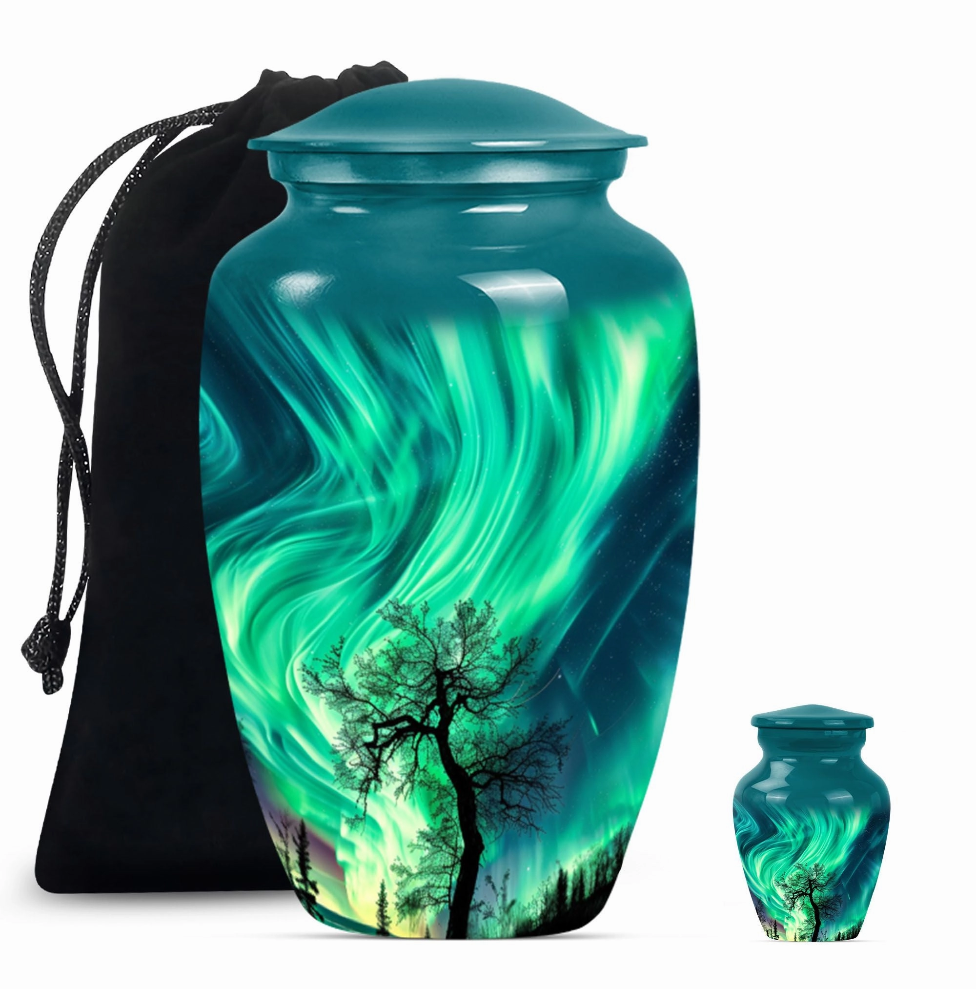 Polar Eternity: Northern Lights Inspired Large Memorial Urn