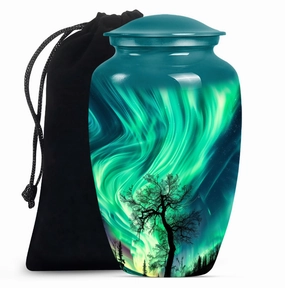 Polar Eternity: Northern Lights Inspired Large Memorial Urn