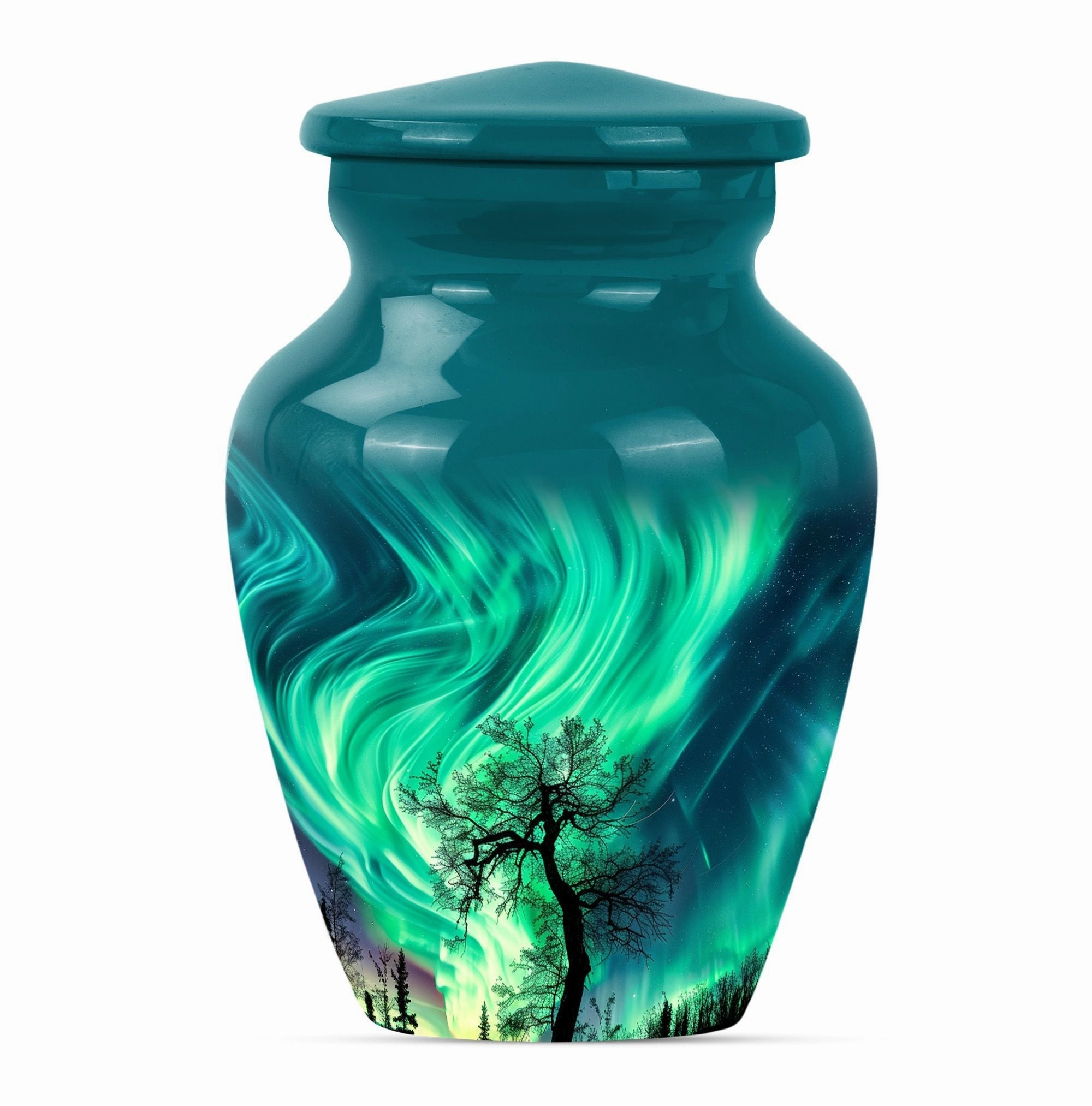 Polar Eternity: Northern Lights Inspired Large Memorial Urn