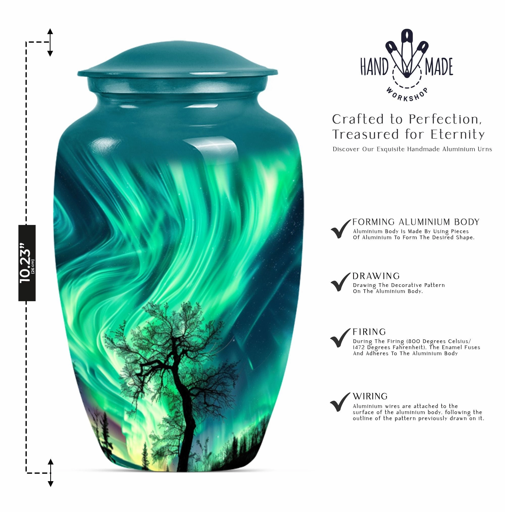 Polar Eternity: Northern Lights Inspired Large Memorial Urn