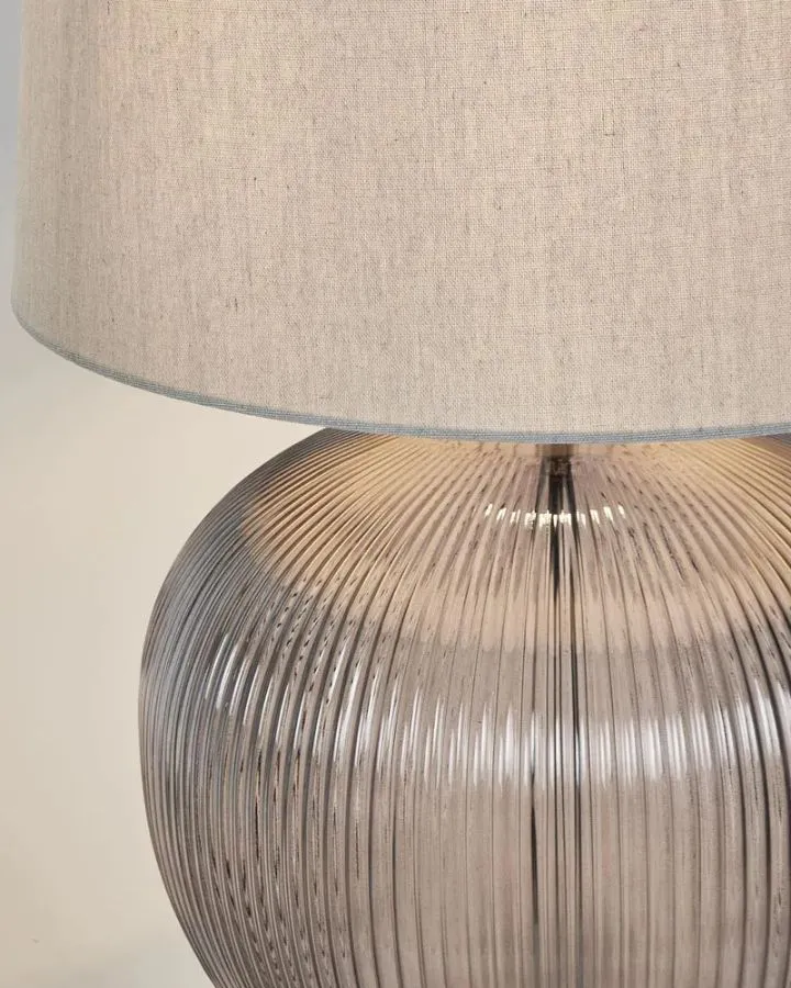 Reeded Glass Base Table Lamp