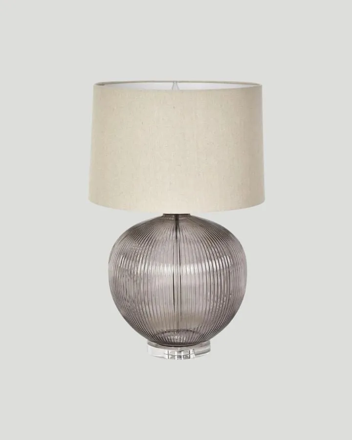 Reeded Glass Base Table Lamp