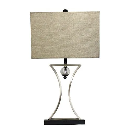 Regency 28.25 in. Brushed Chrome and Black Conference Room Hourglass Shape Pendulum Table Lamp