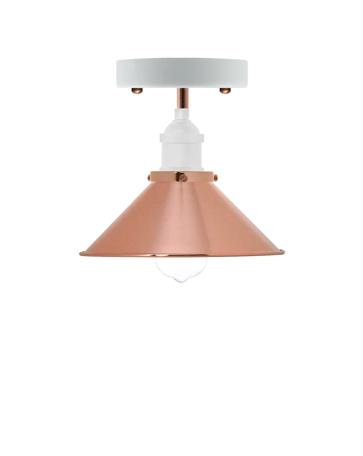 Semi Flush Mount: White with Copper Cone Shade