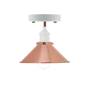 Semi Flush Mount: White with Copper Cone Shade