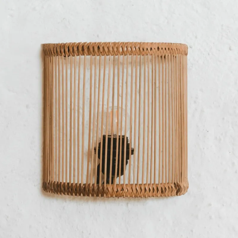 Simplistic Rattan Wall Sconce
