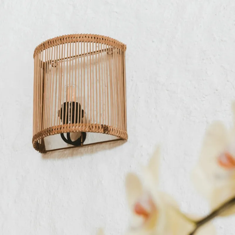 Simplistic Rattan Wall Sconce