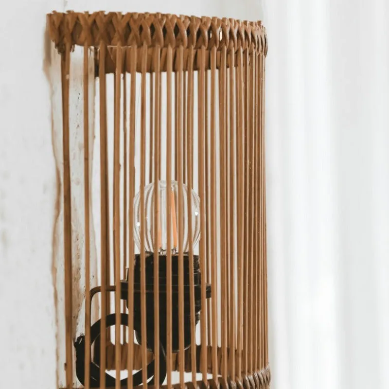 Simplistic Rattan Wall Sconce