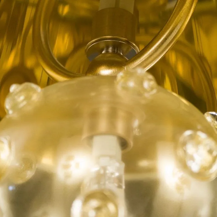 Small Ceiling Pendant With Gold Glass & Cream Shade