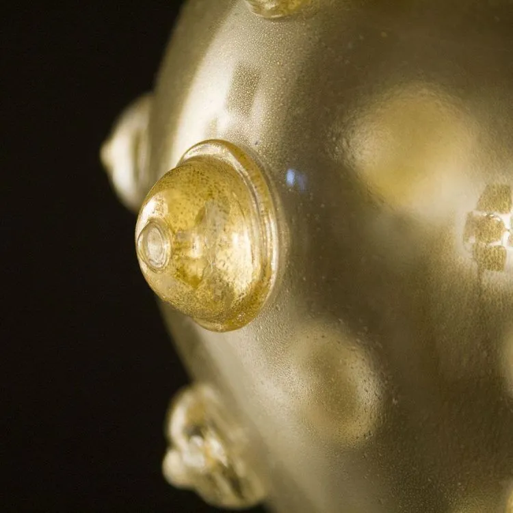 Small Ceiling Pendant With Gold Glass & Cream Shade