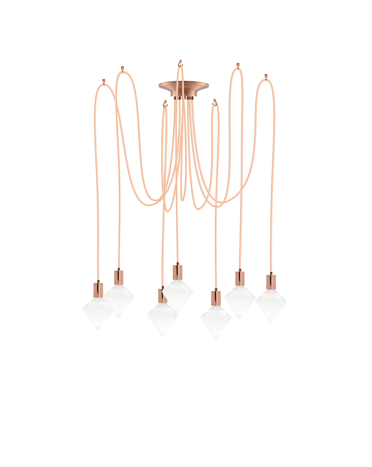 Swag Chandelier: Blush with White Diamond Bulbs