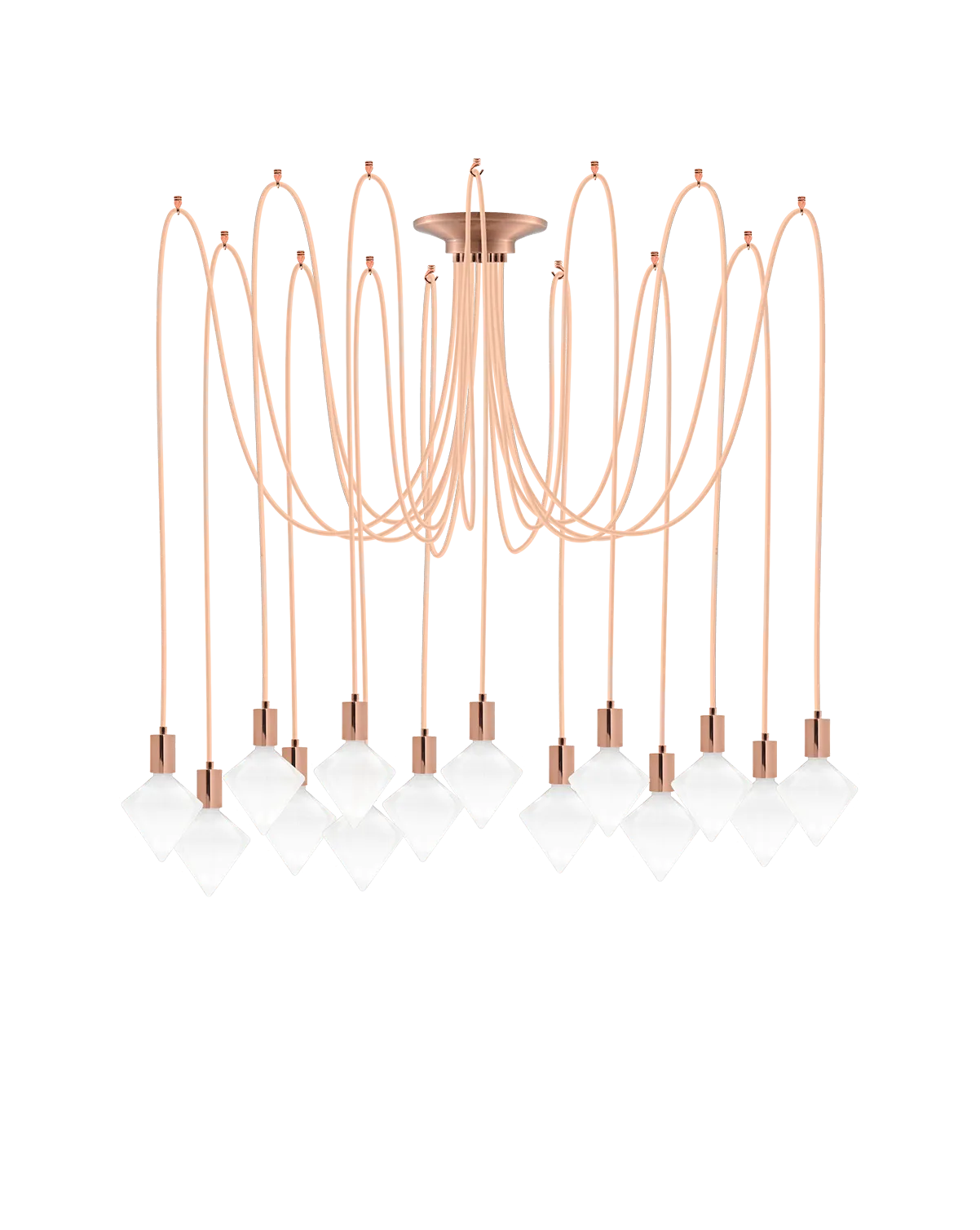 Swag Chandelier: Blush with White Diamond Bulbs