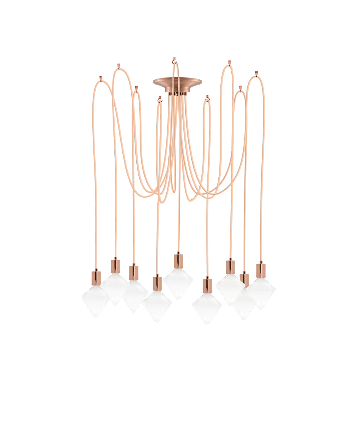 Swag Chandelier: Blush with White Diamond Bulbs