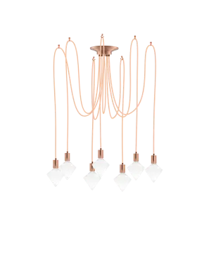 Swag Chandelier: Blush with White Diamond Bulbs