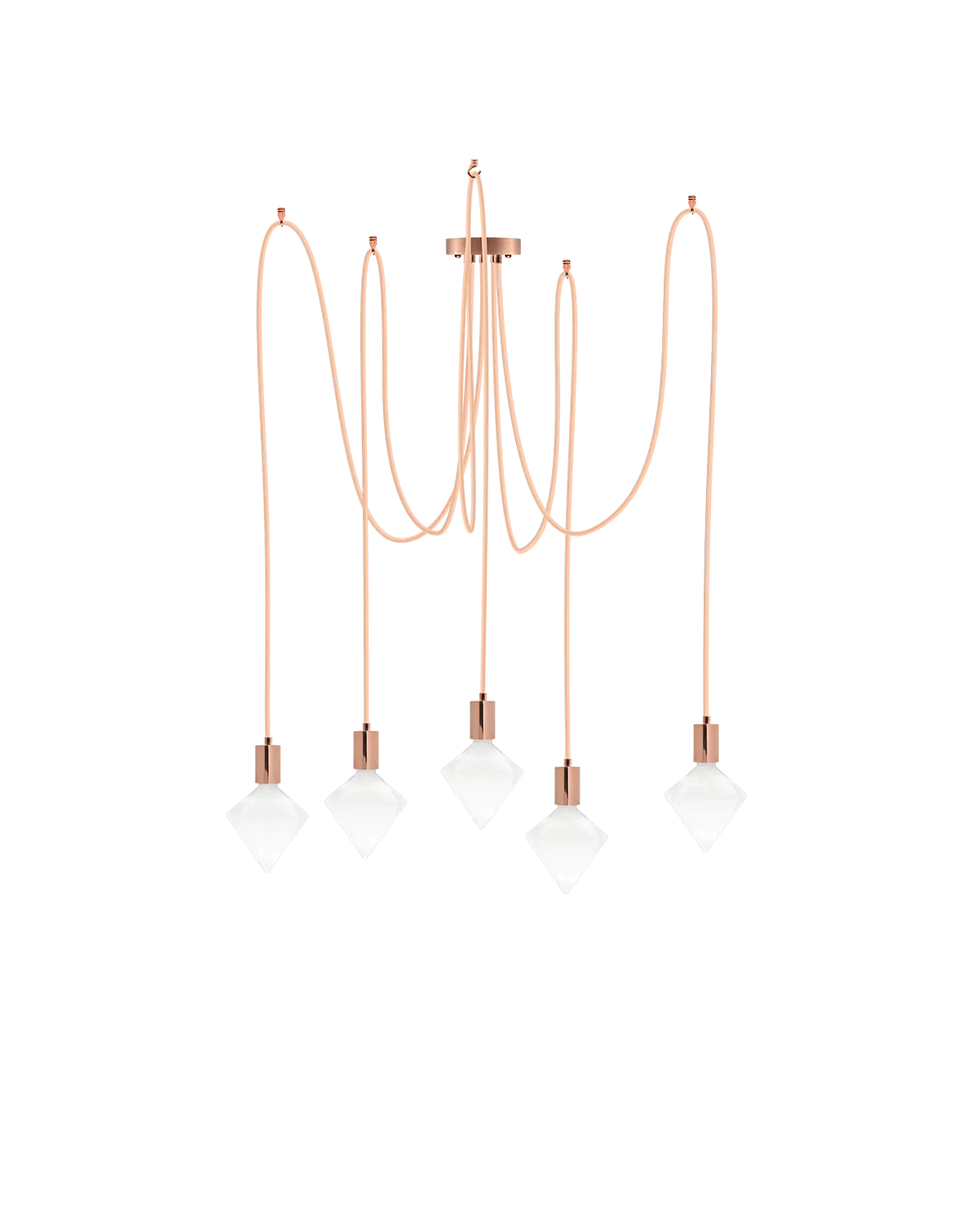 Swag Chandelier: Blush with White Diamond Bulbs