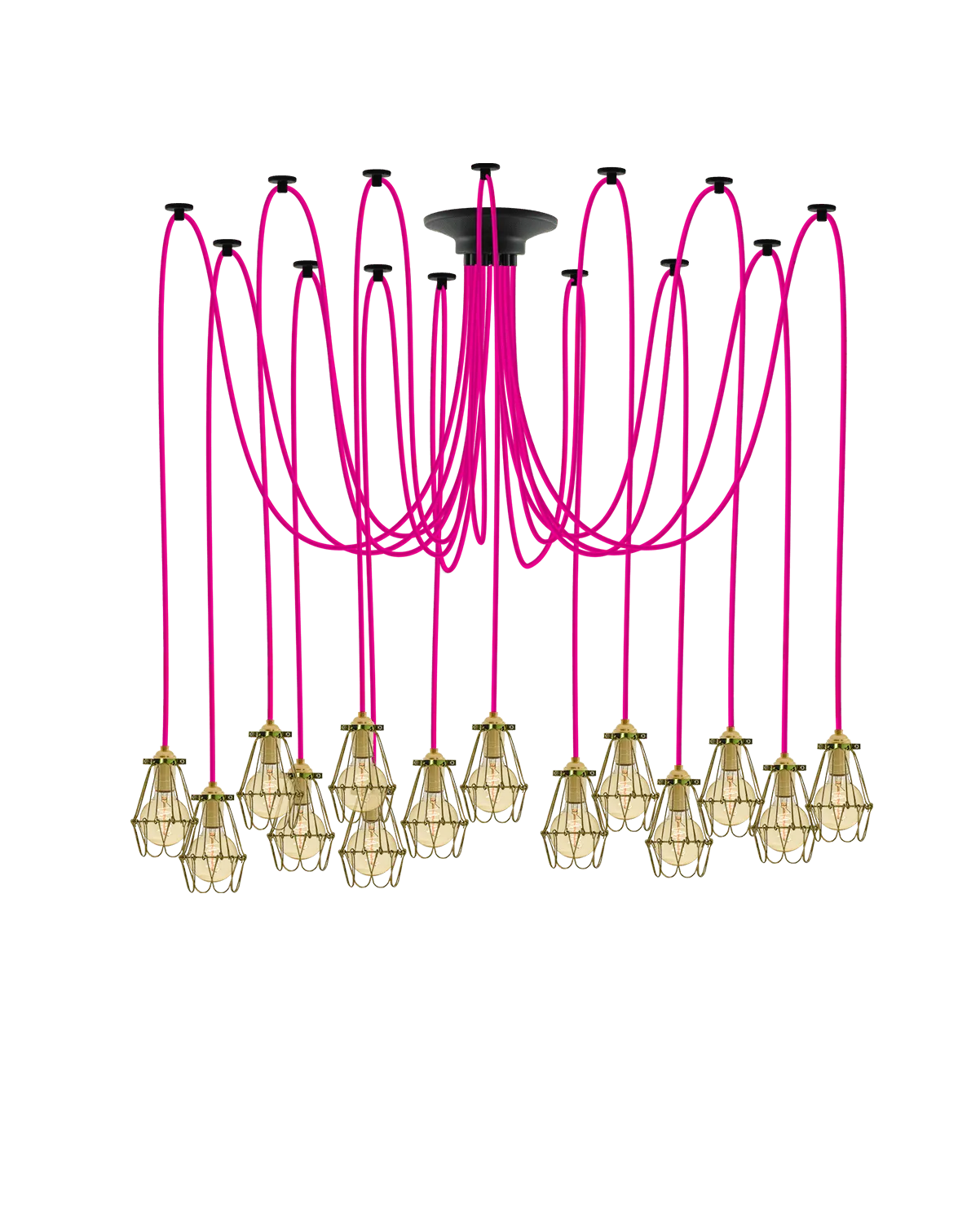 Swag Chandelier: Pink and Brass Hinge Cages