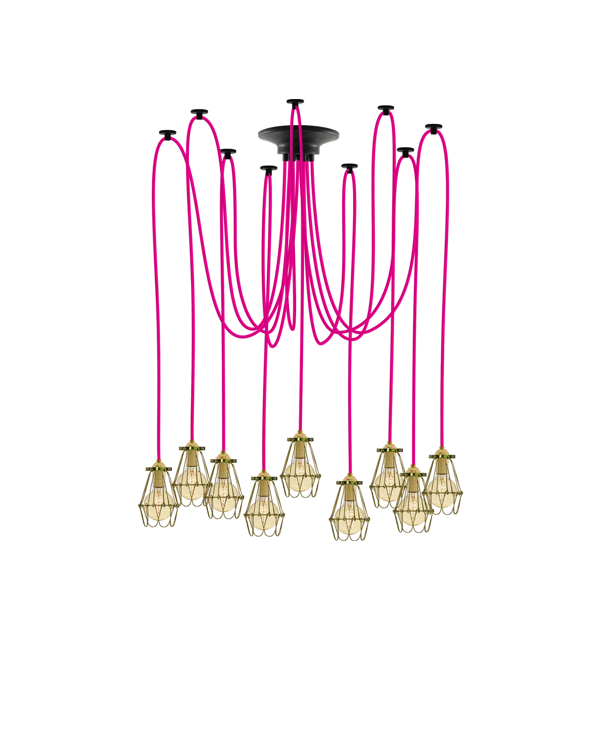 Swag Chandelier: Pink and Brass Hinge Cages