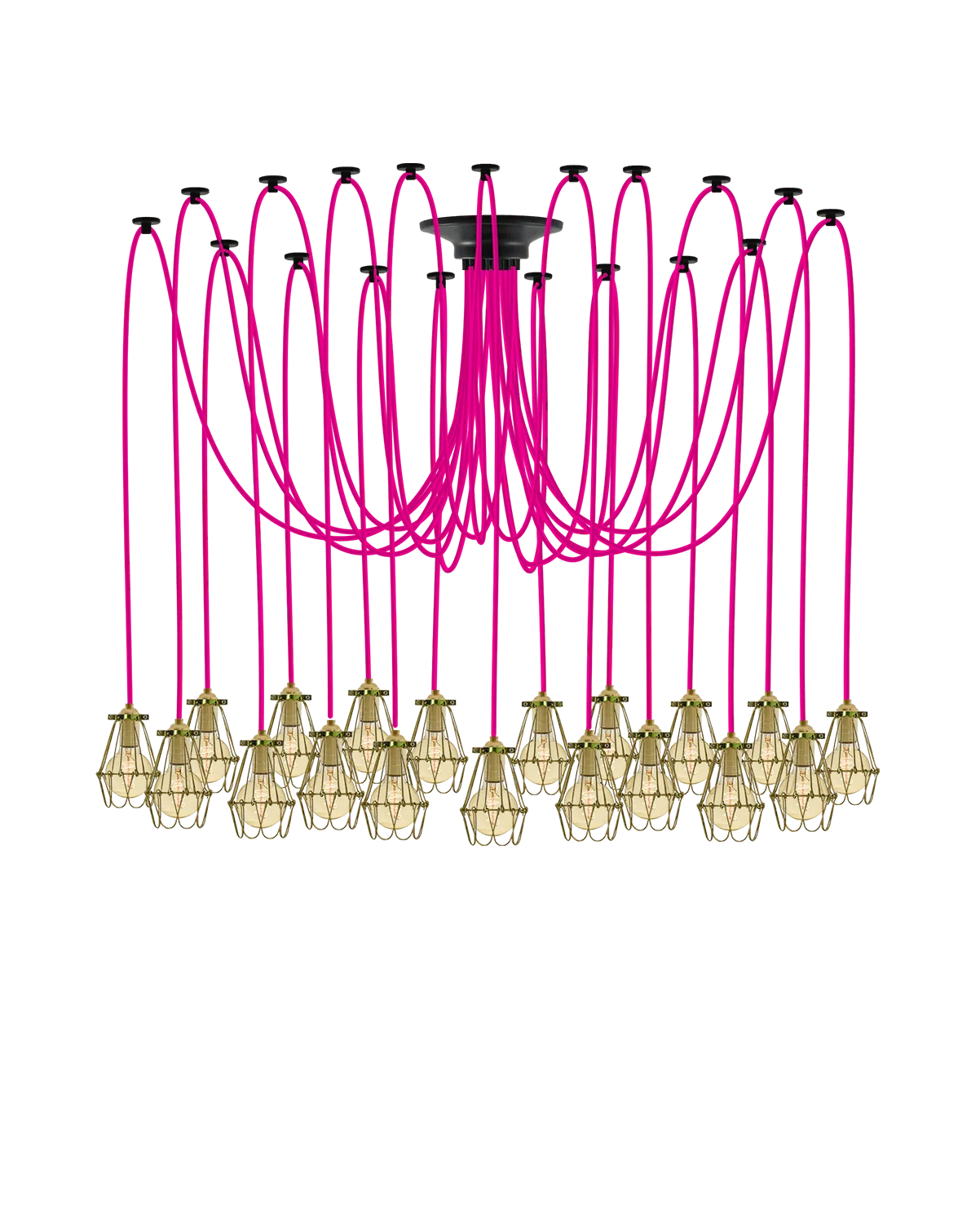 Swag Chandelier: Pink and Brass Hinge Cages
