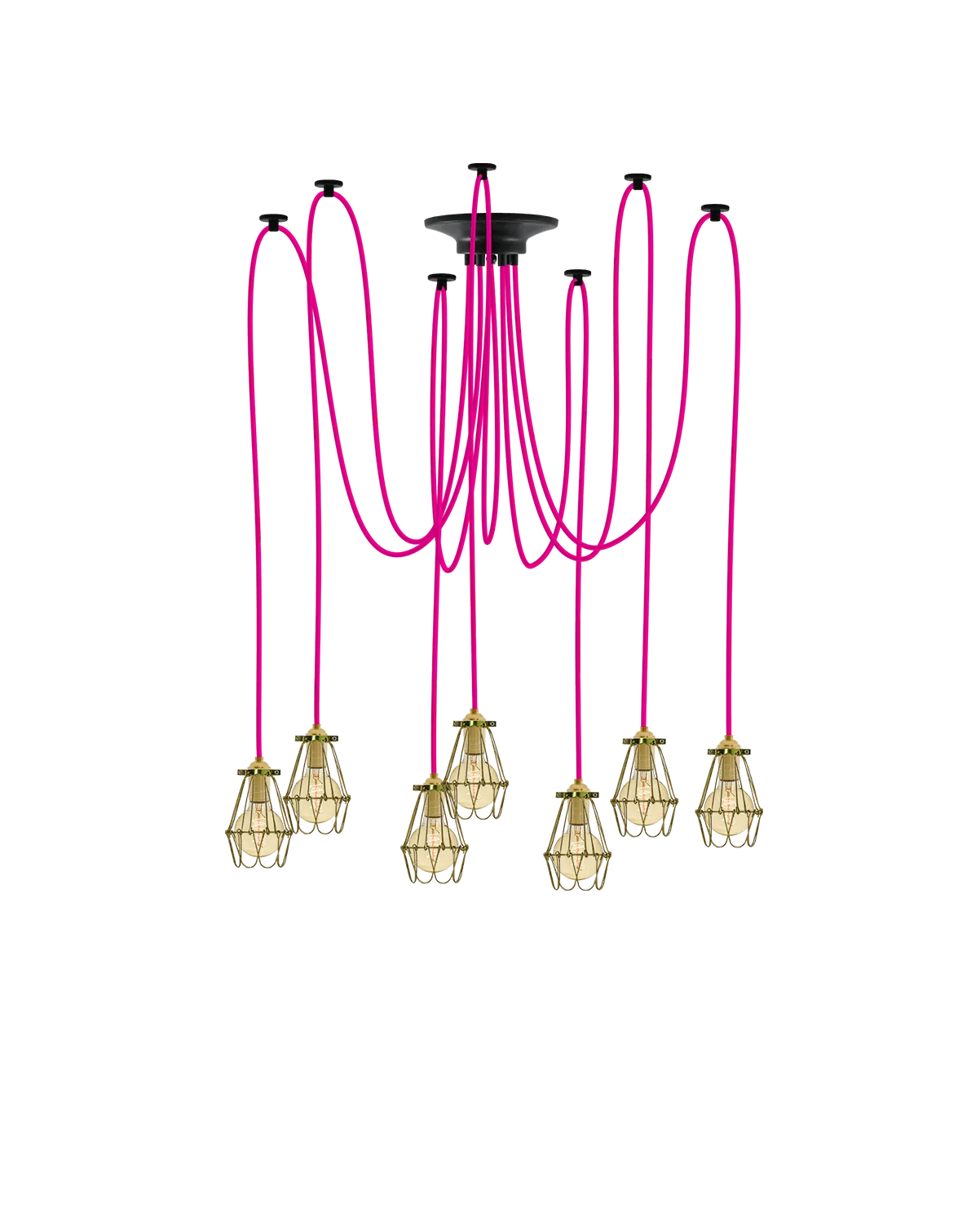 Swag Chandelier: Pink and Brass Hinge Cages