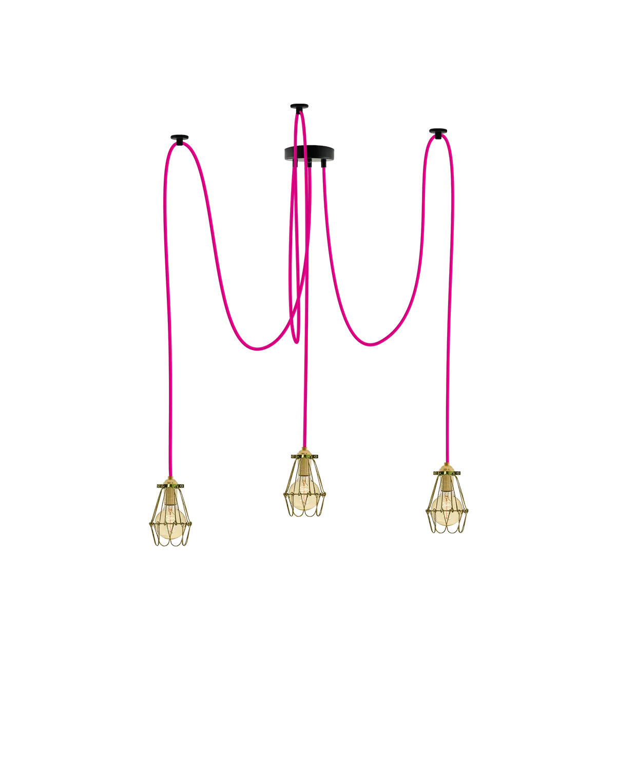 Swag Chandelier: Pink and Brass Hinge Cages