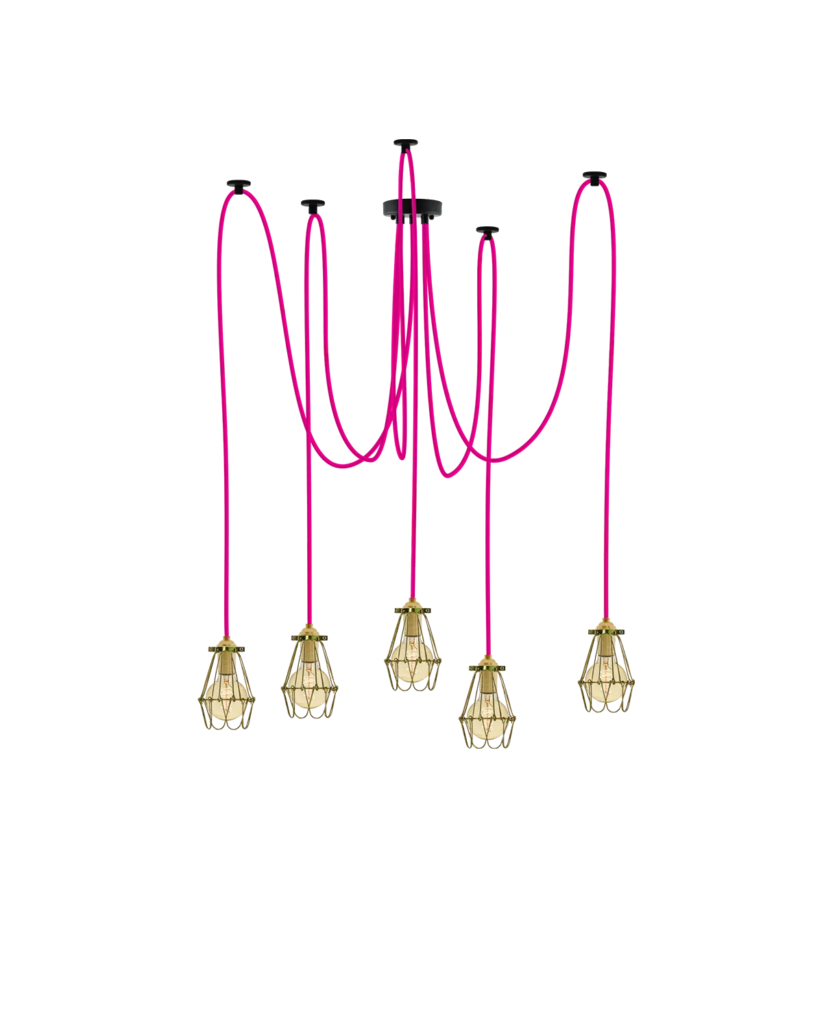 Swag Chandelier: Pink and Brass Hinge Cages