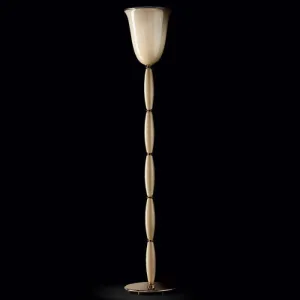 Tall Ivory Murano Glass Floor Light With Blue Trim