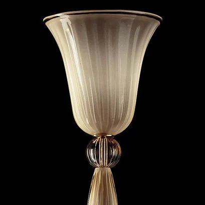 Tall Ivory Murano Glass Floor Light With Blue Trim