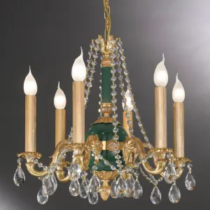 Traditional 6 Arm Metal and Crystal Chandelier
