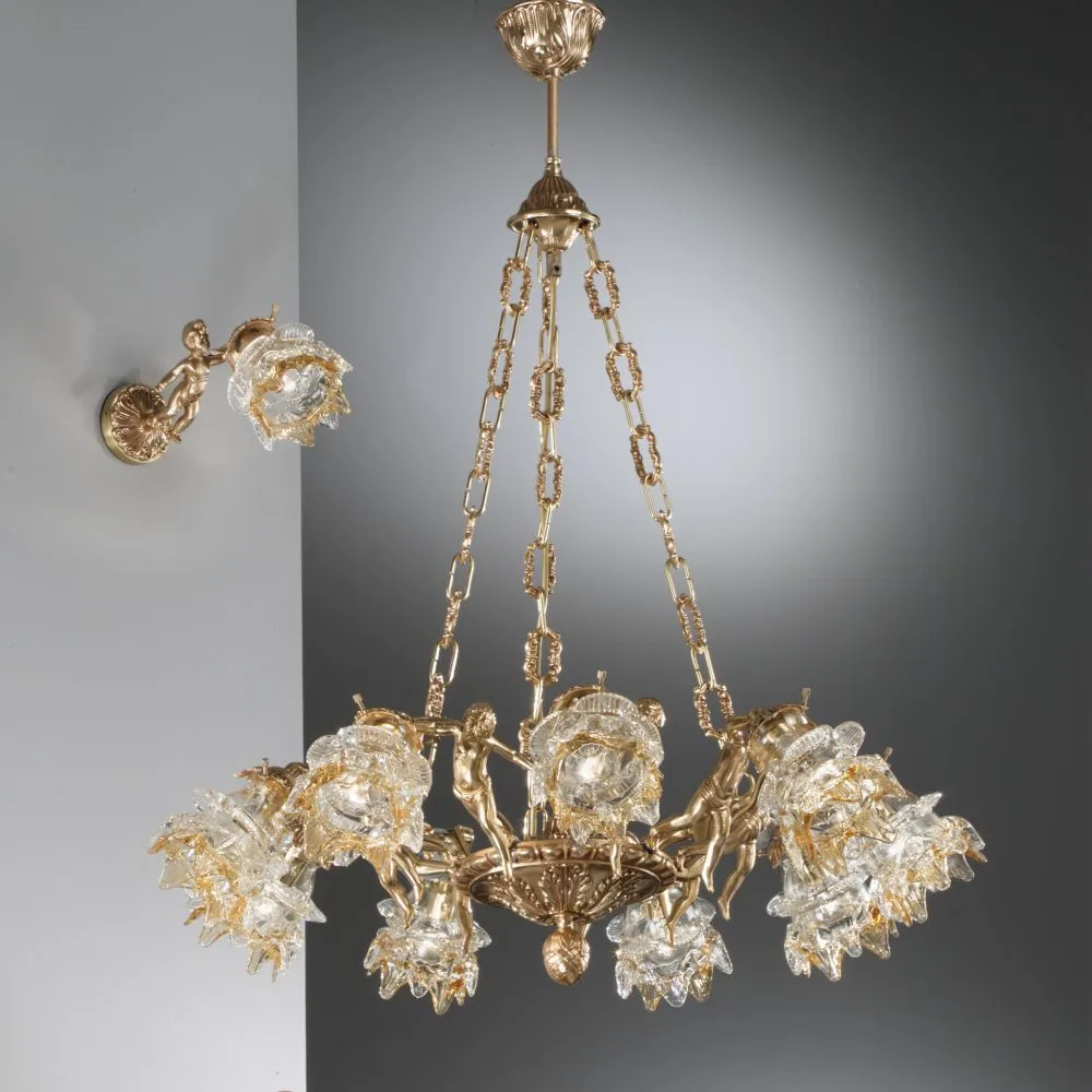 Traditional Brass Chandelier With Cherubs