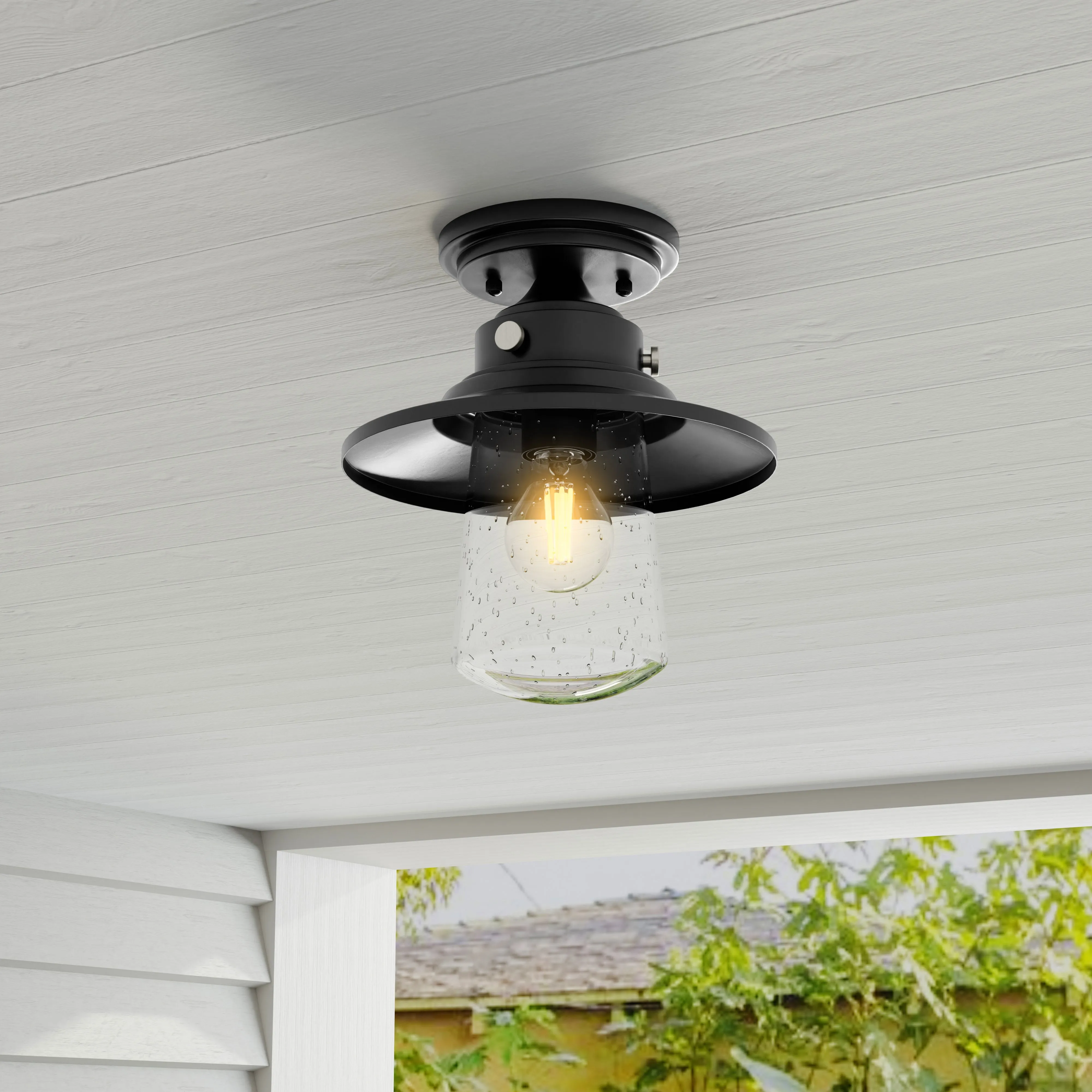 Tremont Collection One-Light Clear Seeded Glass Ceiling Light