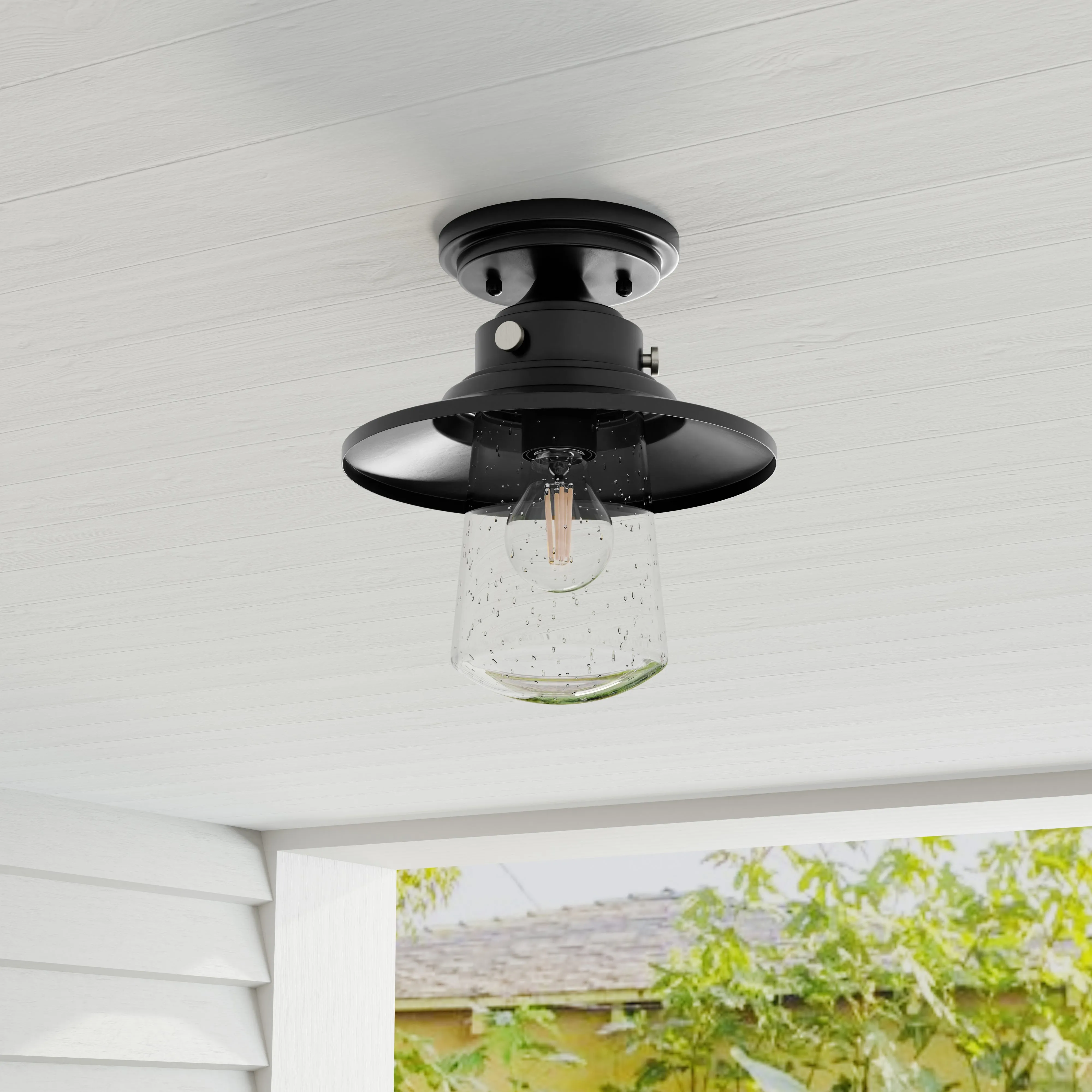 Tremont Collection One-Light Clear Seeded Glass Ceiling Light