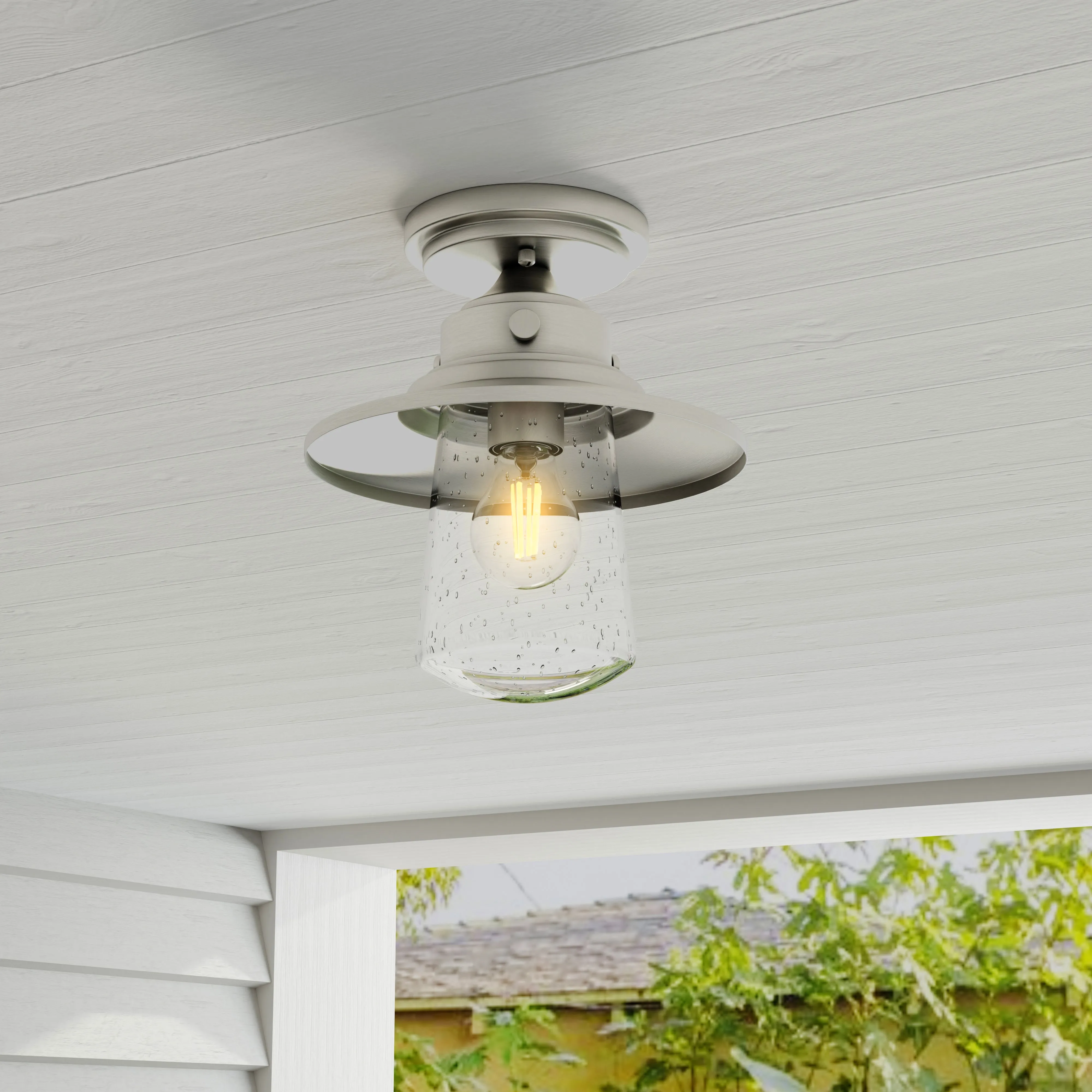 Tremont Collection One-Light Clear Seeded Glass Ceiling Light