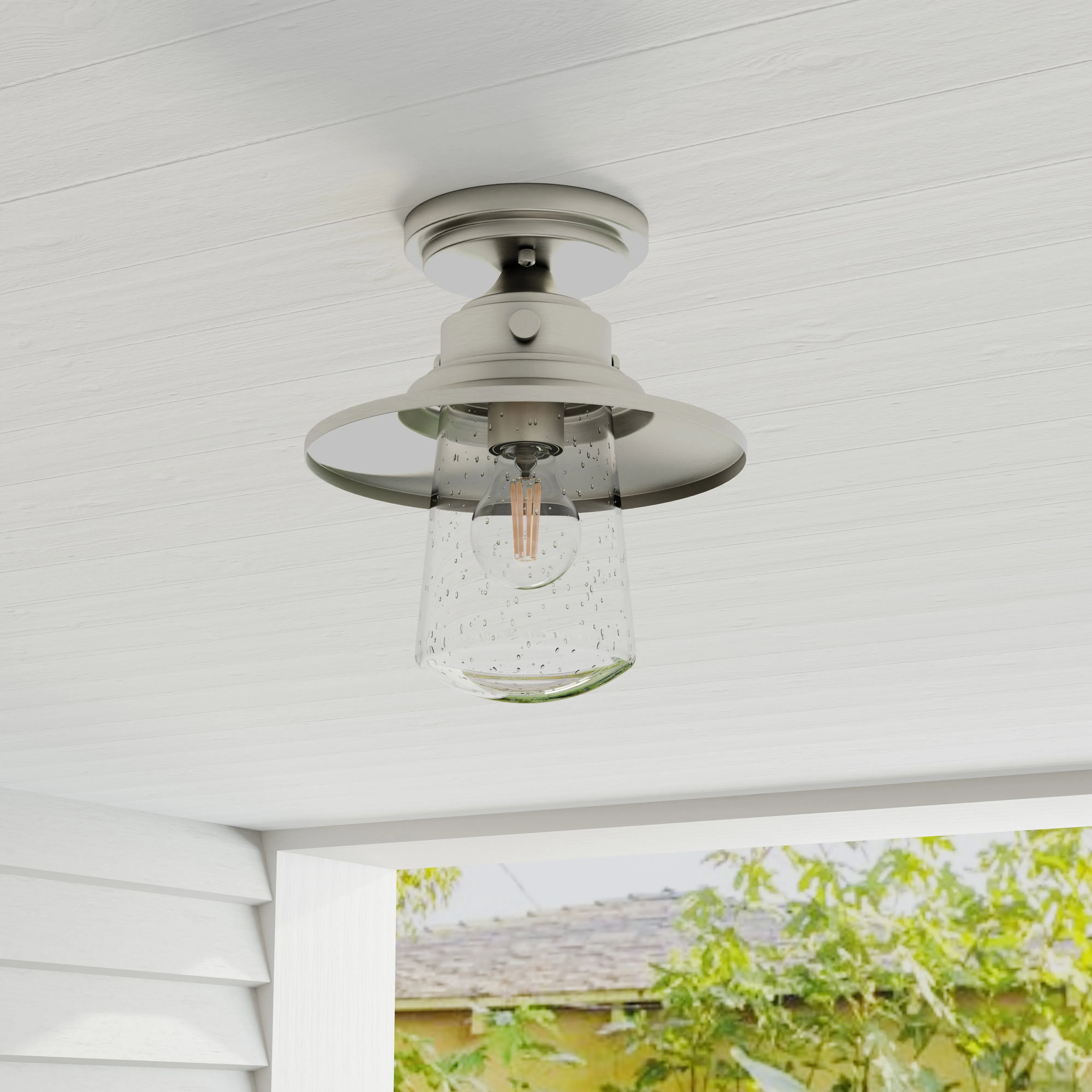 Tremont Collection One-Light Clear Seeded Glass Ceiling Light
