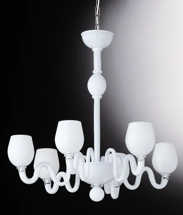 White And Crystal Murano Glass Chandelier