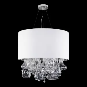 White Lampshade With Artistic Glass Pendants