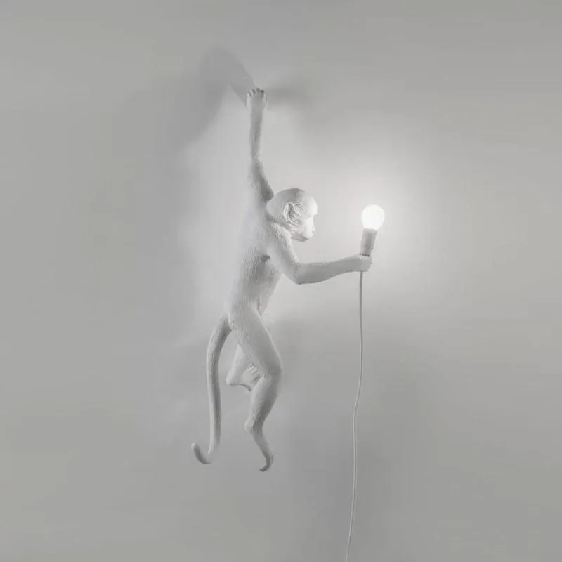 White Monkey Hanging Wall Light