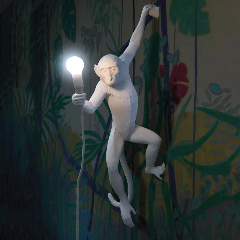 White Monkey Hanging Wall Light