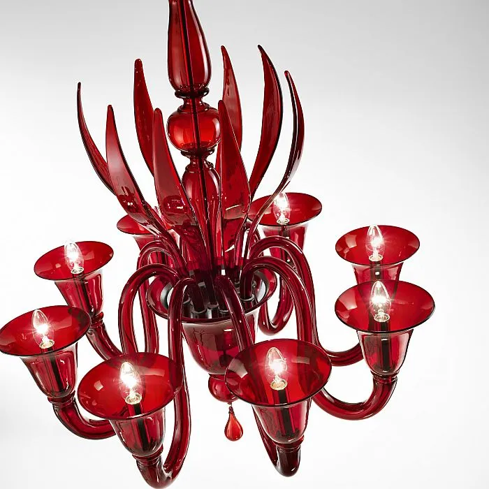 White Venetian 8 Arm Chandelier