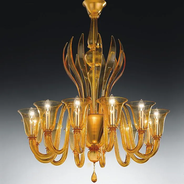 White Venetian 8 Arm Chandelier